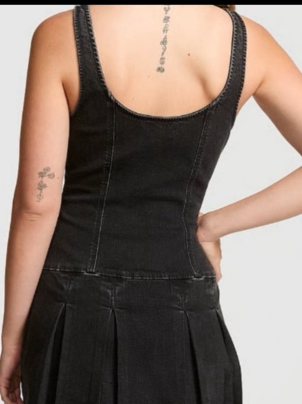 Black Denim Corset Dress - Picture 2 of 8